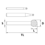 Billede af Shiballoy HM-fræsestift KUD kugleform (Alu)16x14mm